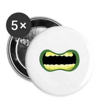 Bouche de zombie - Lot de 5 grands badges (56 mm) - blanc - Devant