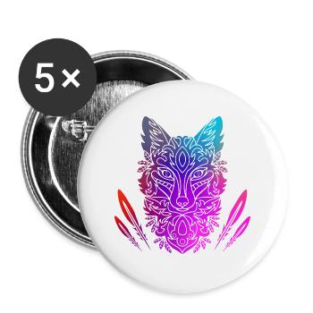 Fuchs - Buttons groß 56 mm (5er Pack) - Weiß - Vorne