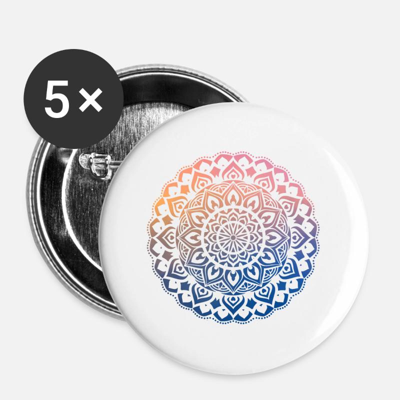 Mandala - Buttons large 2.2''/56 mm (5-pack) - white