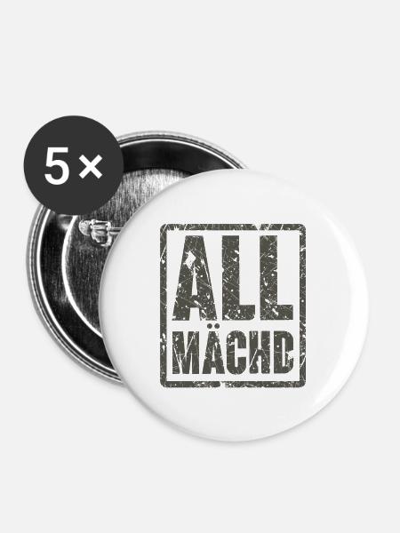 Allmächd - Buttons groß 56 mm (5er Pack) - Weiß