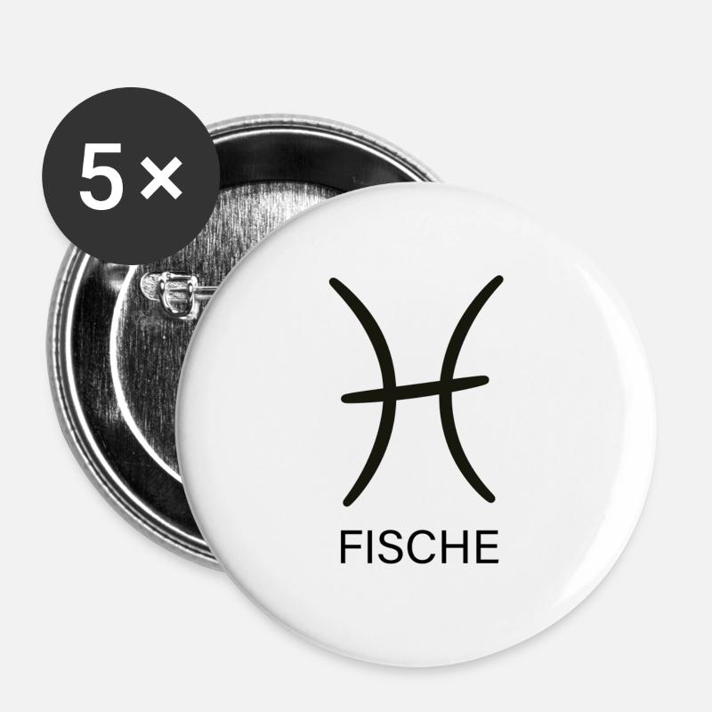pisces fish simple symbol black - Buttons large 2.2''/56 mm (5-pack) - white