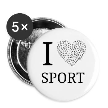 I love Sport - Buttons groß 56 mm (5er Pack) - Weiß - Vorne