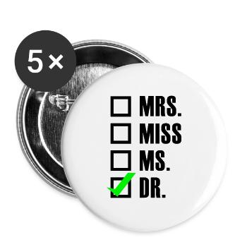 Cadeau étudiant de doctorat - Lot de 5 grands badges (56 mm) - blanc - Devant