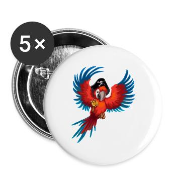 Pirate Parrot - Buttons large 2.2''/56 mm (5-pack) - white - Front