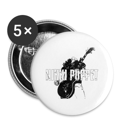 NP gitarrist Logo weiss - Buttons groß 56 mm (5er Pack)