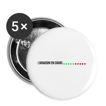 livraison en cours la poste facteur - Lot de 5 grands badges (56 mm) - blanc - Devant
