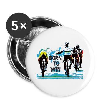 born to win #1 - Radsport - Buttons groß 56 mm (5er Pack) - Weiß - Vorne