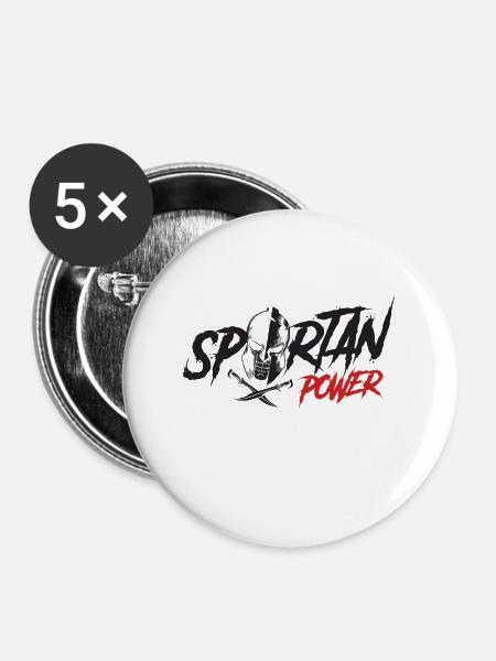 spartan power - Buttons groß 56 mm (5er Pack) - Weiß
