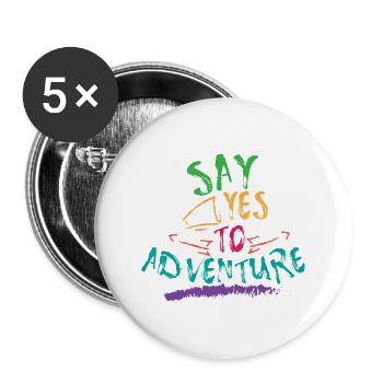 Travel Say Yes To Adventure Traveller Camper Gift - Buttons groß 56 mm (5er Pack) - Weiß - Vorne