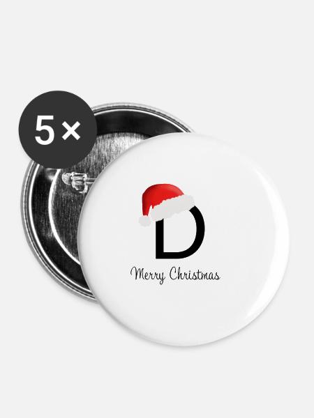 merry christmas D - Buttons groß 56 mm (5er Pack) - Weiß