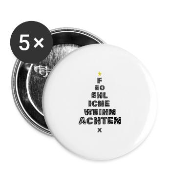 Fröhliche Weihnachten - Buttons groß 56 mm (5er Pack) - Weiß - Vorne