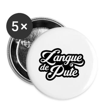 langue de tchoin - Lot de 5 grands badges (56 mm) - blanc - Devant