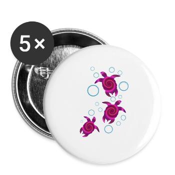 Turtles under water, Turtles under water - Buttons large 2.2''/56 mm (5-pack) - white - Front