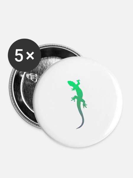 Gecko Salamander Echse - Buttons groß 56 mm (5er Pack) - Weiß