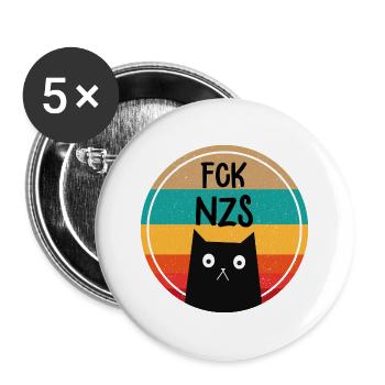 Art FCKNZS chat drapeau politique cadeau - Lot de 5 grands badges (56 mm) - blanc - Devant