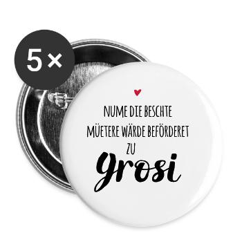 Schweizerdeutsch Beste Mütter werden Grosi - Buttons groß 56 mm (5er Pack) - Weiß - Vorne