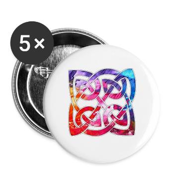 Bunter keltischer Knoten Design - Buttons groß 56 mm (5er Pack) - Weiß - Vorne