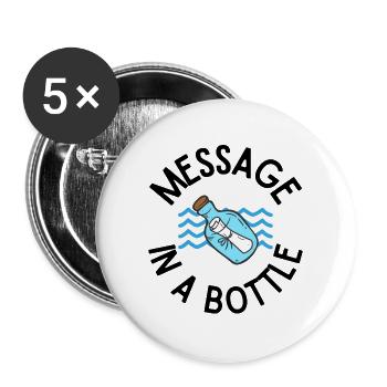 Flaschenpost Nautisches Design Perfektes Geschenk - Buttons groß 56 mm (5er Pack) - Weiß - Vorne