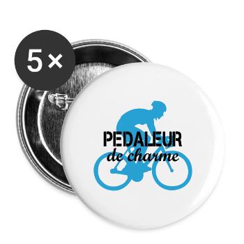 Pedaleur de charme Geschenk Fahrrad Sport - Buttons groß 56 mm (5er Pack) - Weiß - Vorne
