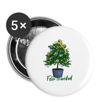 Little Christmas tree - Feliz Navidad - Buttons groß 56 mm (5er Pack) - Weiß - Vorne