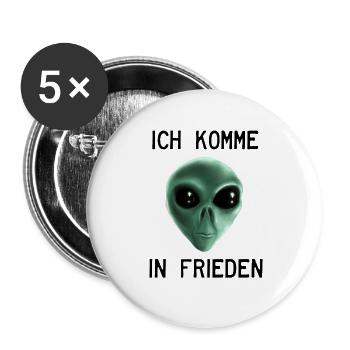Alien - Ich komme in Frieden - Buttons groß 56 mm (5er Pack) - Weiß - Vorne