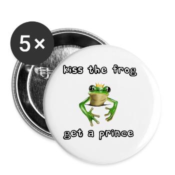 Embrassez la grenouille - obtenez une princesse - Lot de 5 grands badges (56 mm) - blanc - Devant