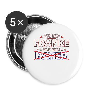 Fränkisches Frankenland Geschenk für Echte Franken - Buttons groß 56 mm (5er Pack) - Weiß - Vorne