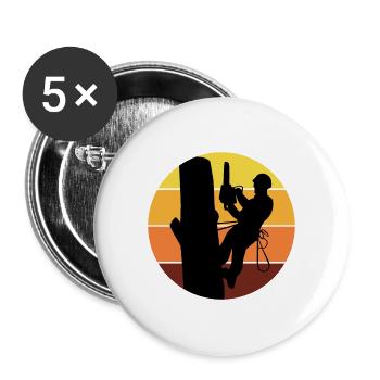 Arborist Baum Kletterer Klettern Vintage Retro - Buttons groß 56 mm (5er Pack) - Weiß - Vorne
