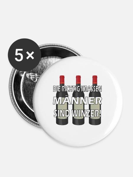 Winzer Wein Weinherstellung - Buttons groß 56 mm (5er Pack) - Weiß
