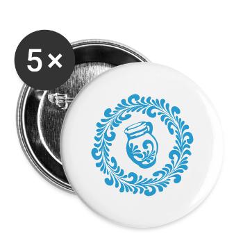 Apfelwein Hessen Äppelwoi Geschenk Hessisch Babbel - Buttons groß 56 mm (5er Pack) - Weiß - Vorne