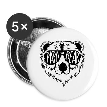 Papa bear Geschenk Vater Vatertag Spruch - Buttons groß 56 mm (5er Pack) - Weiß - Vorne