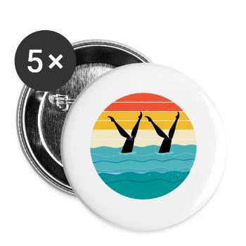 Synchro Schwimmer Synchronschwimmen Vintage - Buttons groß 56 mm (5er Pack) - Weiß - Vorne