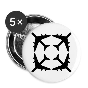 Vier Flugzeuge symmetrisch angeordnet - Buttons groß 56 mm (5er Pack) - Weiß - Vorne