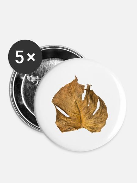 Monstera Blatt getrocknet - Buttons groß 56 mm (5er Pack) - Weiß