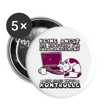Bürokauffrau Kauffrau für Büromanagement Geschenk - Buttons groß 56 mm (5er Pack) - Weiß - Vorne