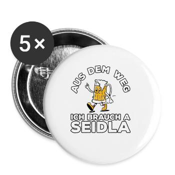 Franken Seidla Halbe Fränkisches Bier - Buttons groß 56 mm (5er Pack) - Weiß - Vorne