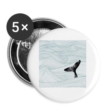 Baleines océaniques - Lot de 5 grands badges (56 mm) - blanc - Devant