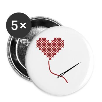 Mit Liebe nähen - Buttons groß 56 mm (5er Pack) - Weiß - Vorne
