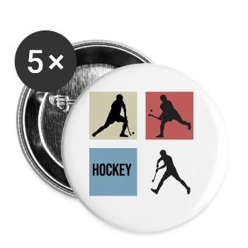 hockey sur gazon rétro vintage 7m joueur de hockey - Lot de 5 grands badges (56 mm) - blanc - Devant