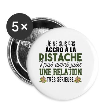 Pistache Apéro Glace Gourmand Humour Cadeau - Lot de 5 grands badges (56 mm) - blanc - Devant