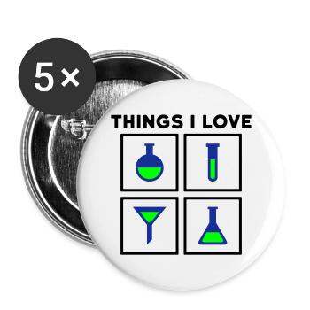 Things I love (flask, test tube, funnel) - Buttons large 2.2''/56 mm (5-pack) - white - Front