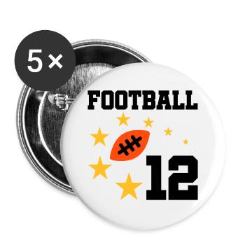 Football 12 (Football, Étoiles) - Lot de 5 grands badges (56 mm) - blanc - Devant