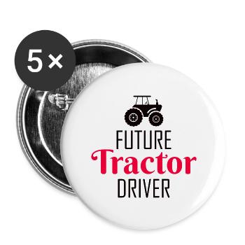 Petit agriculteur Tracteur Bébé Garçon Fille Drôle Dicton - Lot de 5 grands badges (56 mm) - blanc - Devant