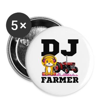 DJ Farmer Cat Farm Driving Tractor Music Funny - Buttons large 2.2''/56 mm (5-pack) - white - Front