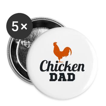 Poulet Papa Papa Volaille Agriculteur Fête des Pères - Lot de 5 grands badges (56 mm) - blanc - Devant