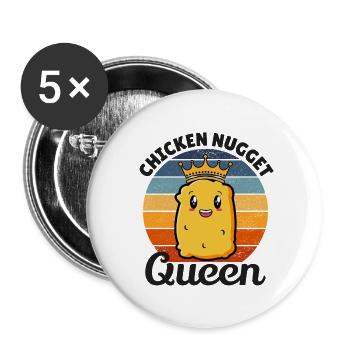 Chicken Nugget Queen Geburtstag Lustig - Buttons groß 56 mm (5er Pack) - Weiß - Vorne
