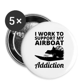 Airboat Fanboat Airboating Planeboat Bateau de marais - Lot de 5 grands badges (56 mm) - blanc - Devant