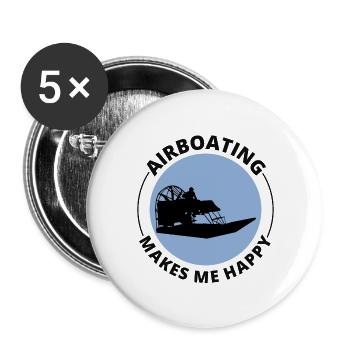 Airboat Fanboat Airboating Planeboat Bateau de marais - Lot de 5 grands badges (56 mm) - blanc - Devant