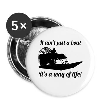 Airboat Fanboat Airboating Planeboat Bateau de marais - Lot de 5 grands badges (56 mm) - blanc - Devant