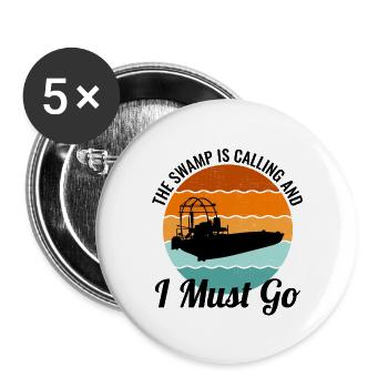 Airboat Fanboat Airboating Planeboat Bateau de marais - Lot de 5 grands badges (56 mm) - blanc - Devant